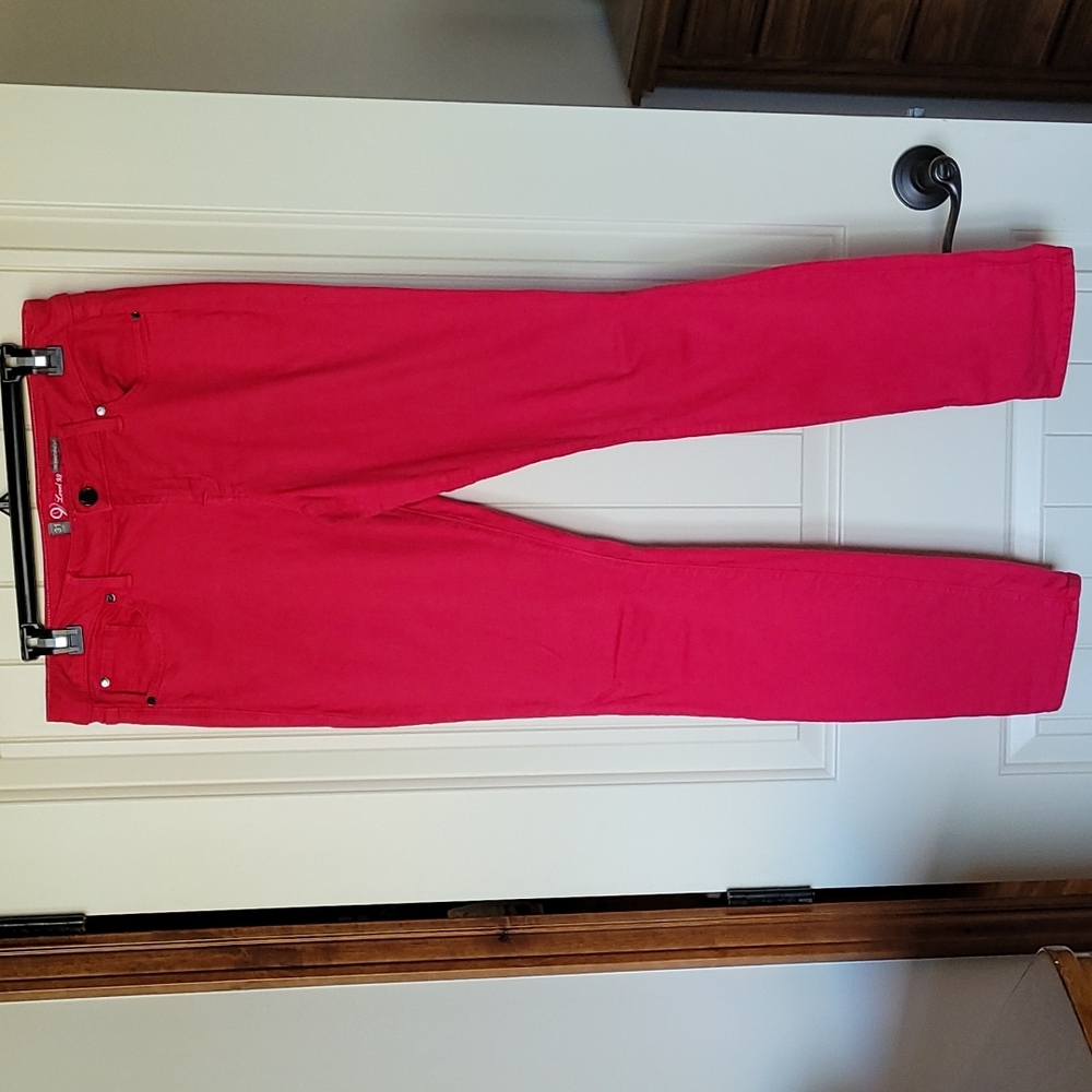 Level 99 Coral red skinny straight jeans